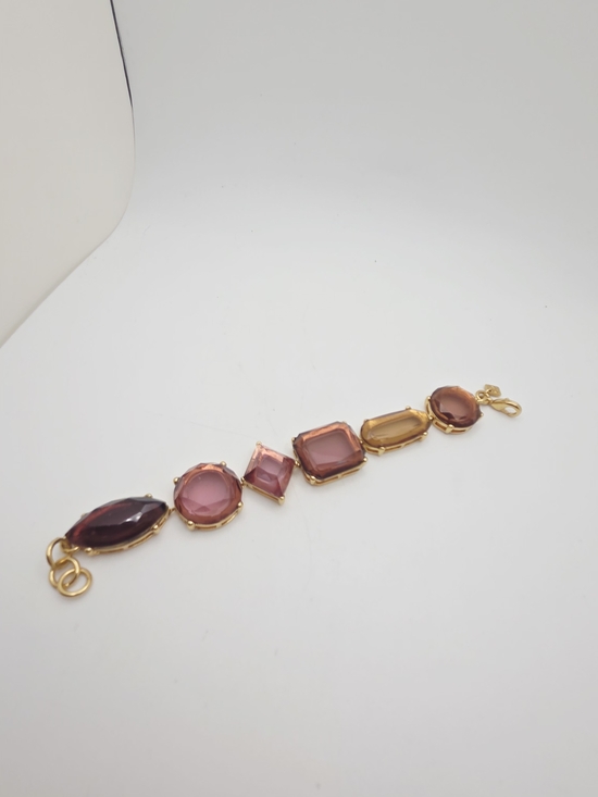 Banana Republic Jewelry - Banana Republic Gold-Tone Bracelet with Pink and Amber Stones